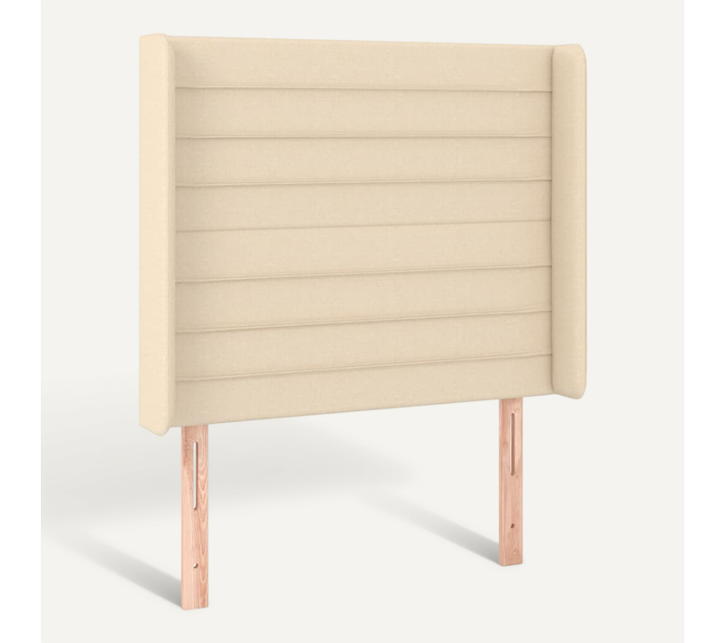 Tête De Lit Avec Oreilles Crème 103x16x118/128 Cm Tissu