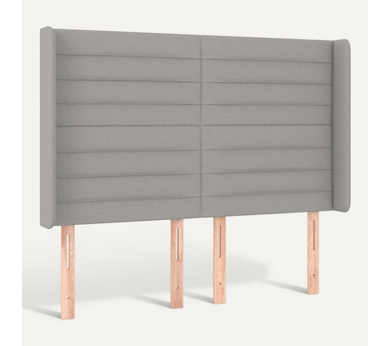 Tête De Lit Avec Oreilles Gris Clair 147x16x118/128 Cm Tissu
