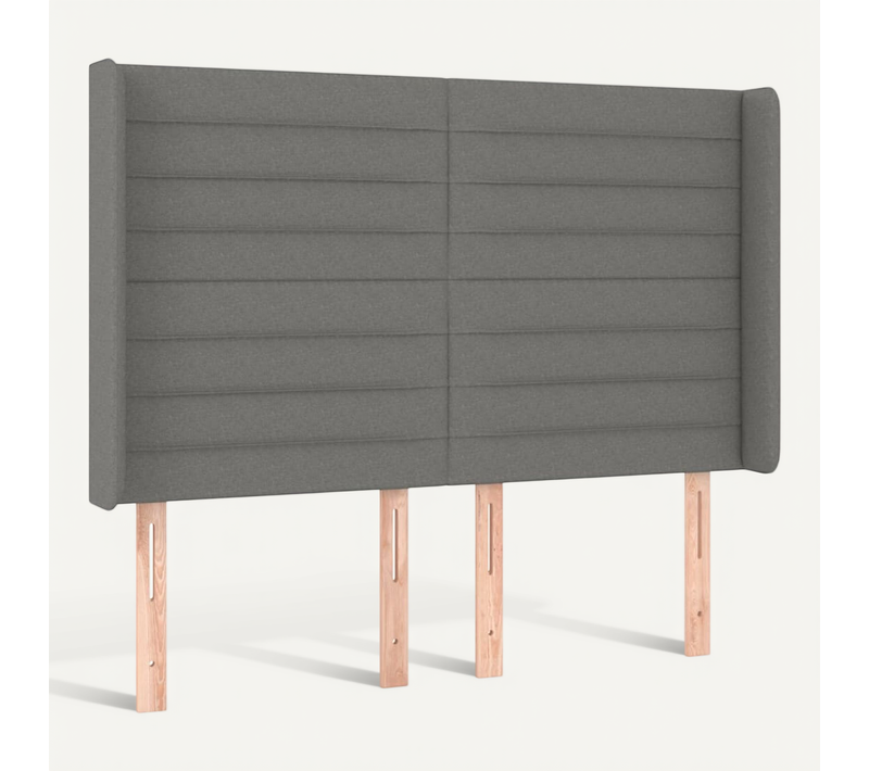 Tête De Lit Avec Oreilles Gris Foncé 147x16x118/128 Cm Tissu