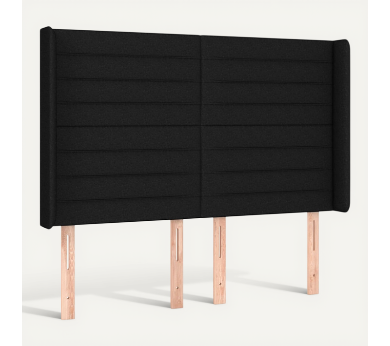 Tête De Lit Avec Oreilles Noir 147x16x118/128 Cm Tissu