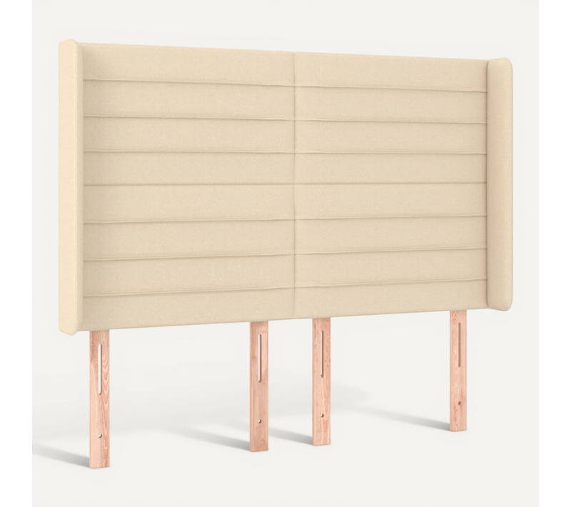 Tête De Lit Avec Oreilles Crème 147x16x118/128 Cm Tissu