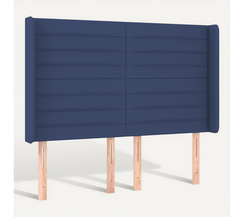 Tête De Lit Avec Oreilles Bleu 147x16x118/128 Cm Tissu