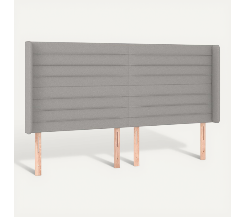 Tête De Lit Avec Oreilles Gris Clair 163x16x118/128 Cm Tissu