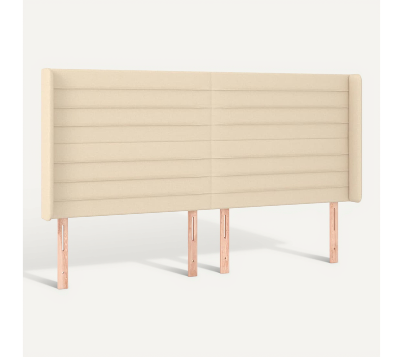 Tête De Lit Avec Oreilles Crème 163x16x118/128 Cm Tissu