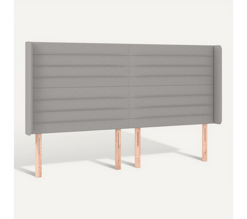 Tête De Lit Avec Oreilles Gris Clair 183x16x118/128 Cm Tissu
