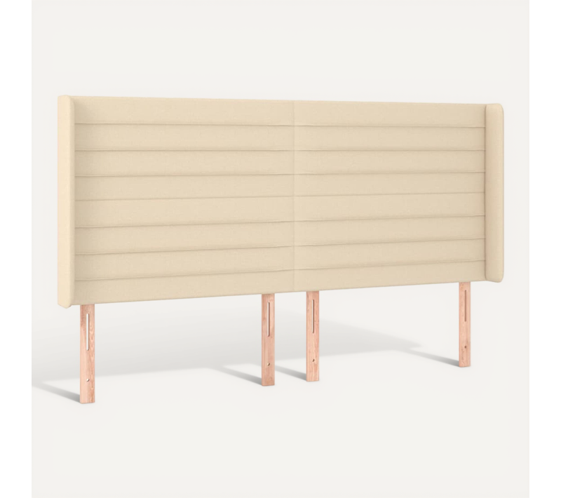Tête De Lit Avec Oreilles Crème 183x16x118/128 Cm Tissu
