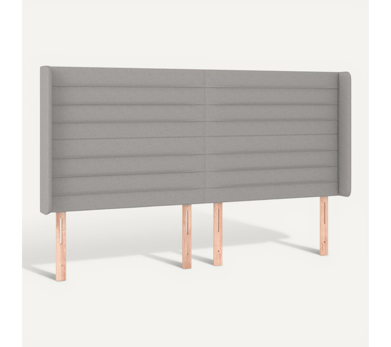 Tête De Lit Avec Oreilles Gris Clair 203x16x118/128 Cm Tissu