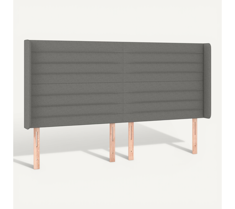 Tête De Lit Avec Oreilles Gris Foncé 203x16x118/128 Cm Tissu