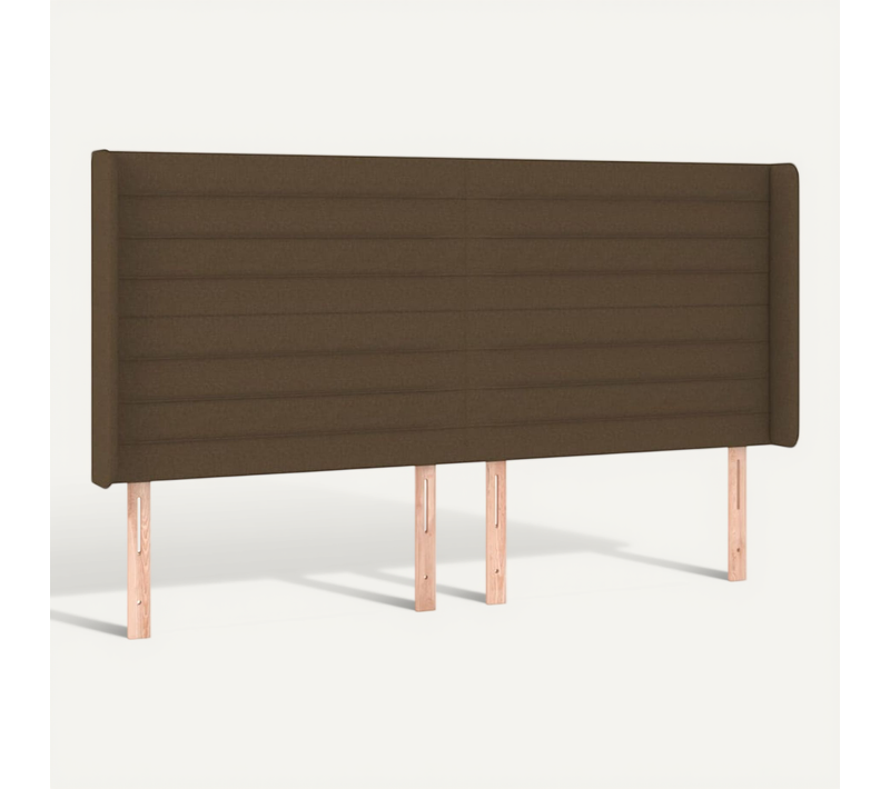 Tête De Lit Avec Oreilles Marron Foncé 203x16x118/128 Cm Tissu