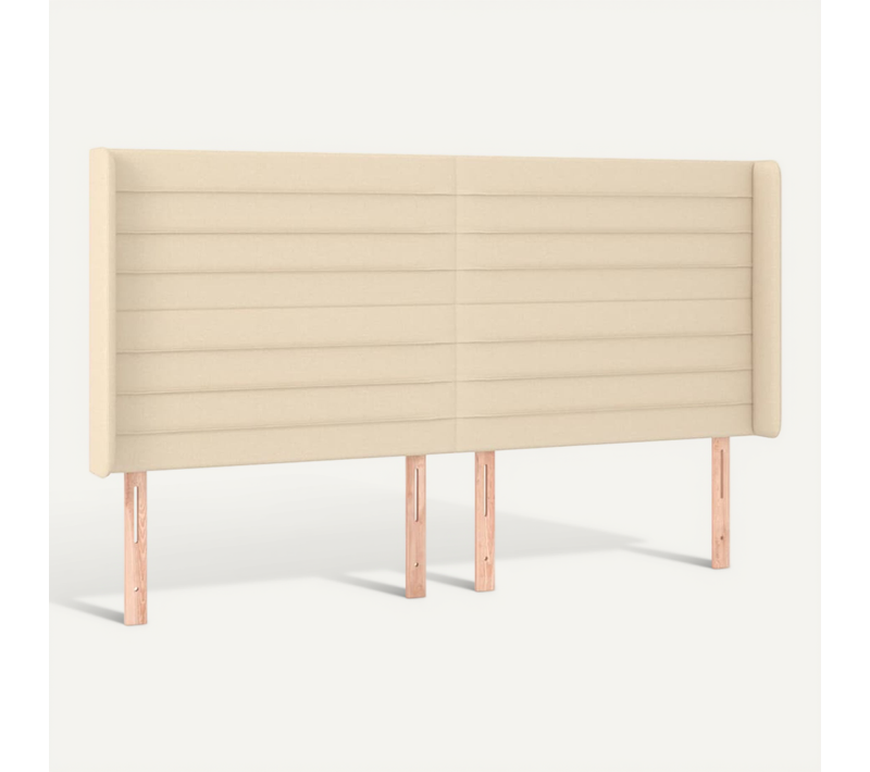 Tête De Lit Avec Oreilles Crème 203x16x118/128 Cm Tissu