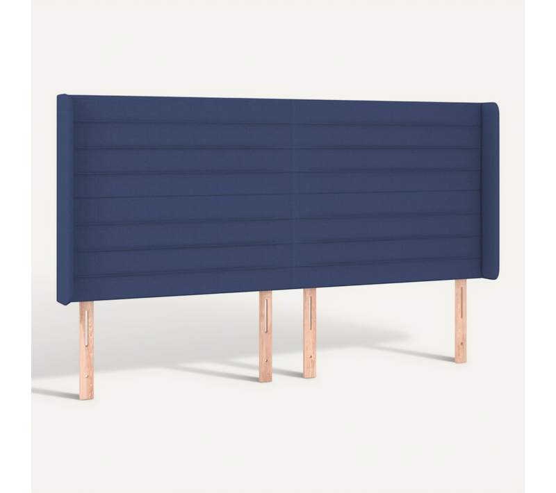 Tête De Lit Avec Oreilles Bleu 203x16x118/128 Cm Tissu