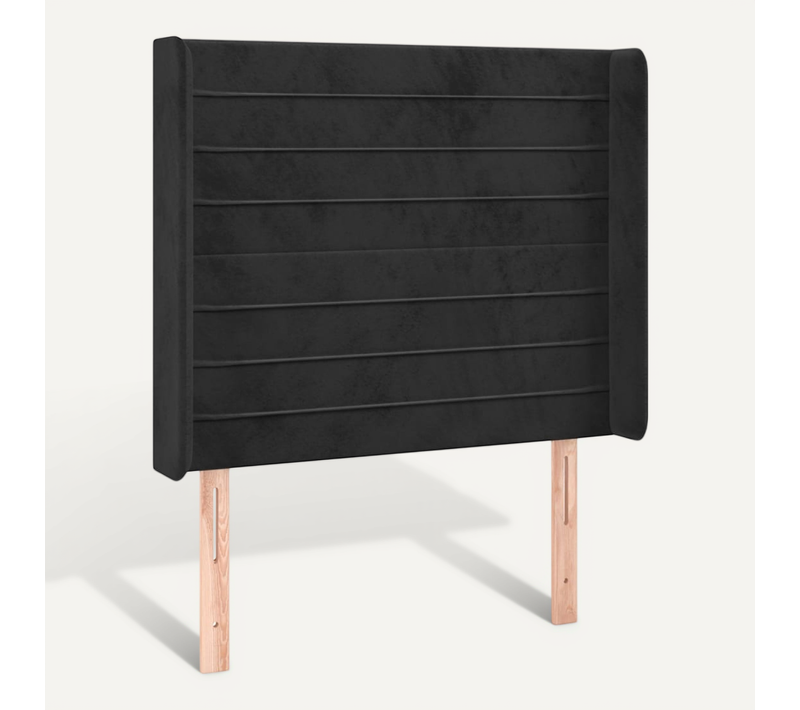 Tête De Lit Avec Oreilles Noir 83x16x118/128 Cm Velours
