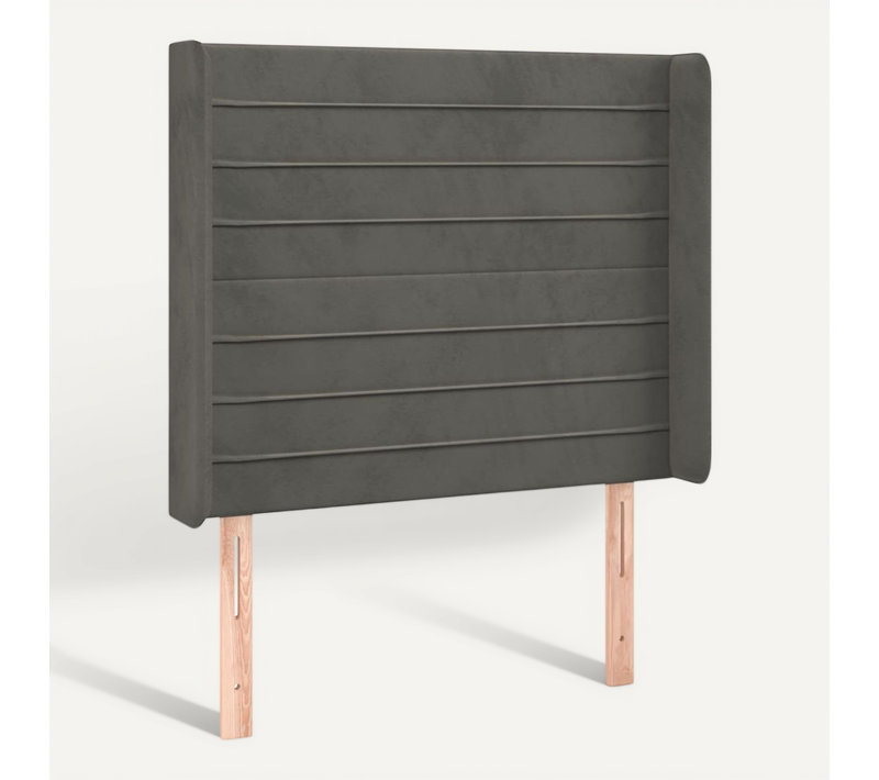Tête De Lit Avec Oreilles Gris Foncé 93x16x118/128 Cm Velours