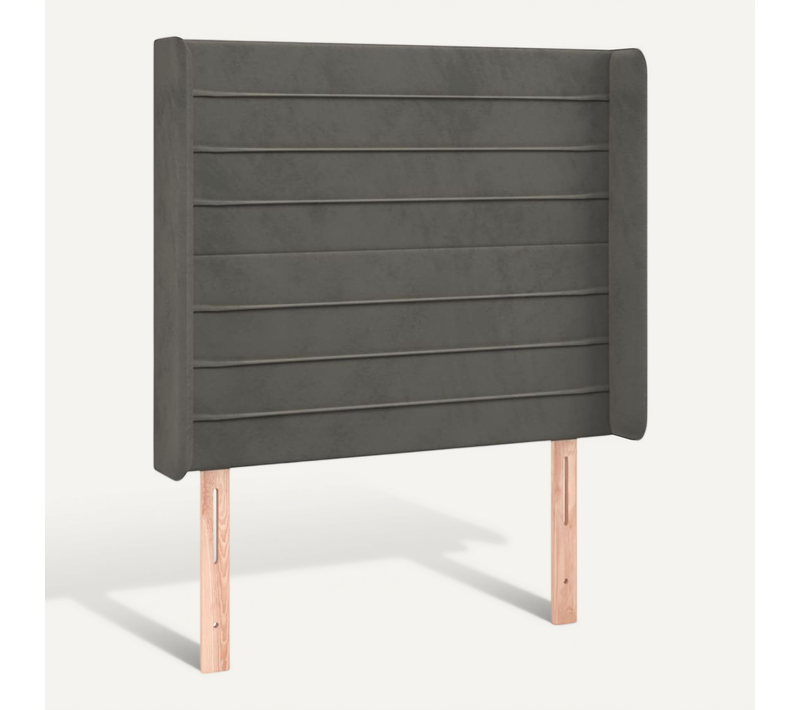 Tête De Lit Avec Oreilles Gris Foncé 103x16x118/128 Cm Velours