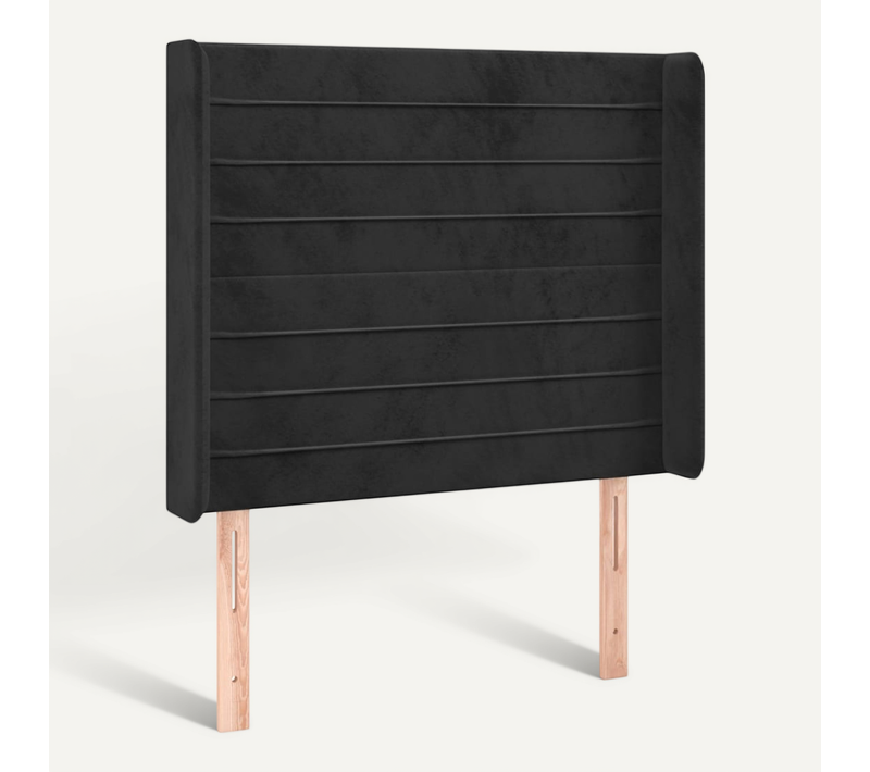 Tête De Lit Avec Oreilles Noir 103x16x118/128 Cm Velours