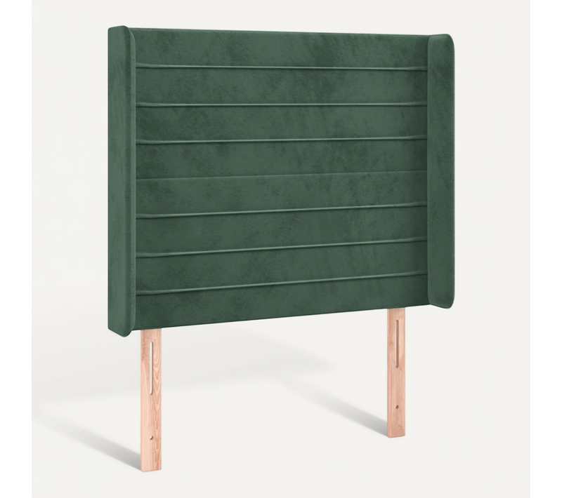Tête De Lit Avec Oreilles Vert Foncé 103x16x118/128 Cm Velours