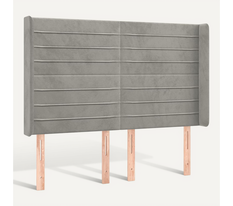 Tête De Lit Avec Oreilles Gris Clair 147x16x118/128 Cm Velours