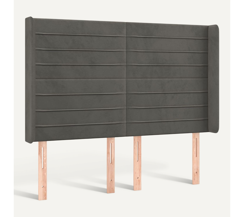 Tête De Lit Avec Oreilles Gris Foncé 147x16x118/128 Cm Velours