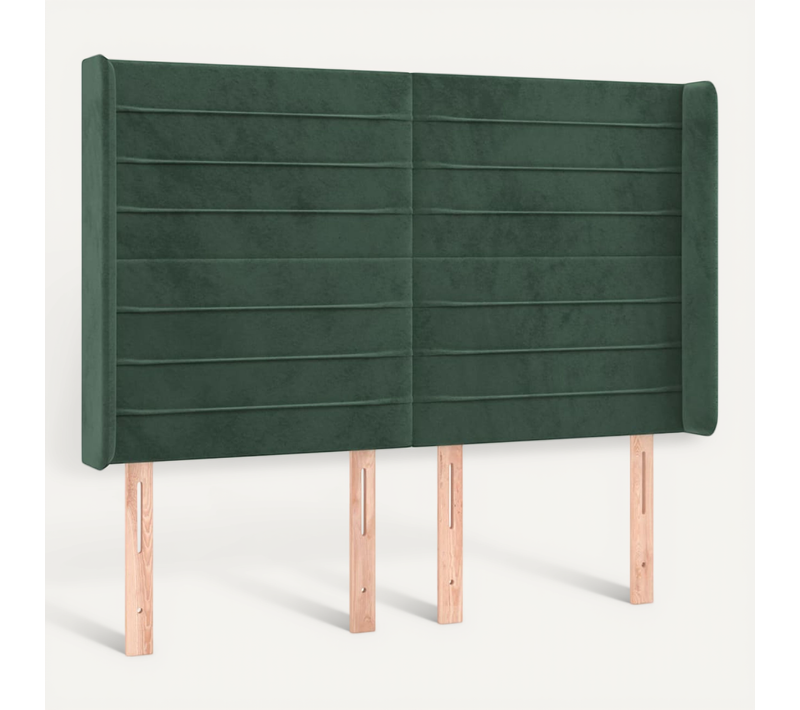 Tête De Lit Avec Oreilles Vert Foncé 147x16x118/128 Cm Velours