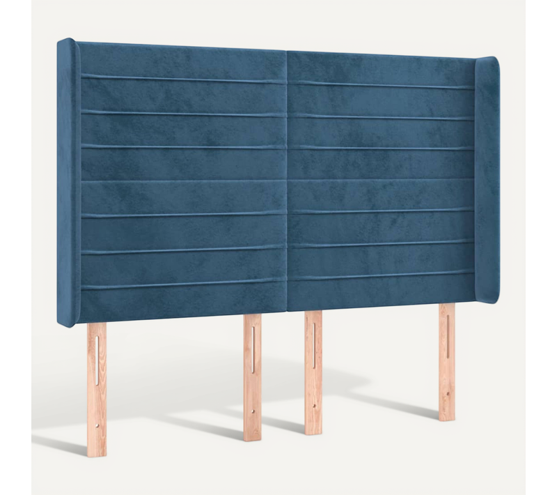 Tête De Lit Avec Oreilles Bleu Foncé 147x16x118/128 Cm Velours