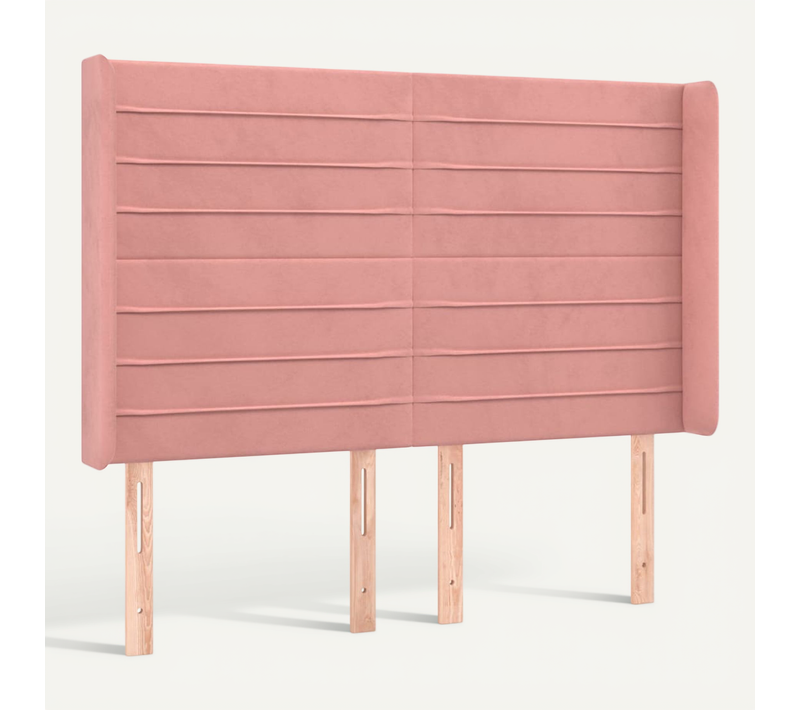 Tête De Lit Avec Oreilles Rose 147x16x118/128 Cm Velours