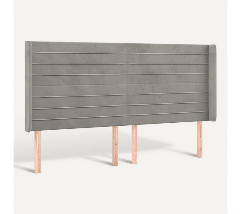 Tête De Lit Avec Oreilles Gris Clair 163x16x118/128 Cm Velours