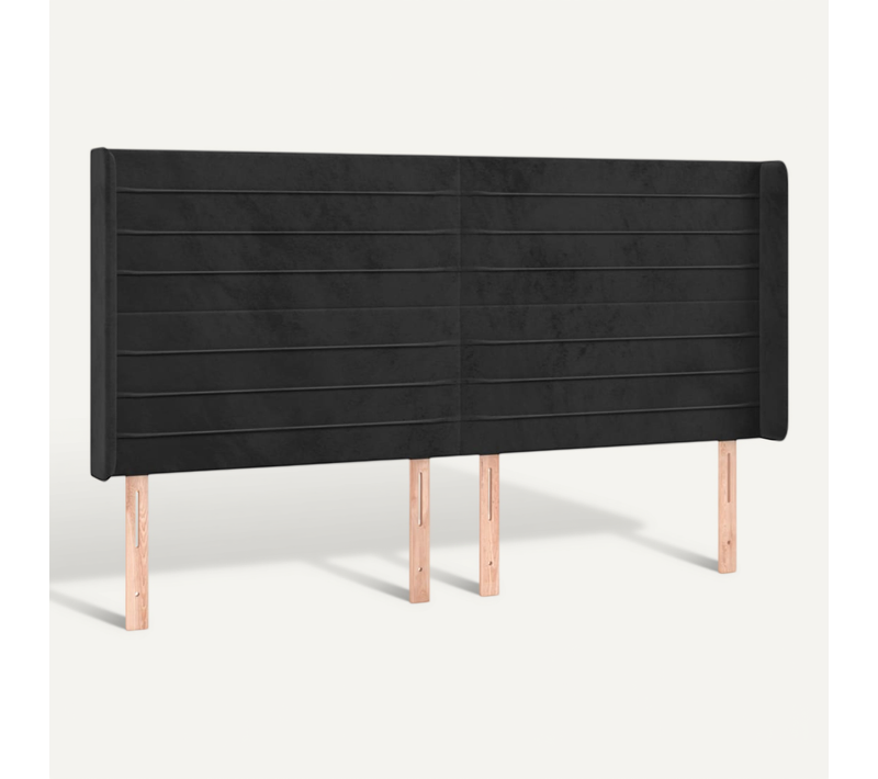 Tête De Lit Avec Oreilles Noir 163x16x118/128 Cm Velours