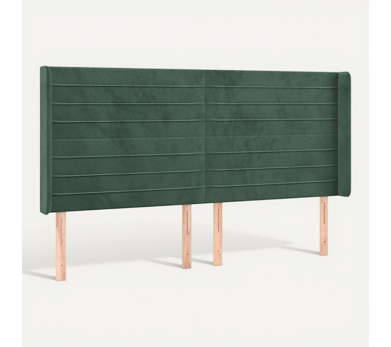 Tête De Lit Avec Oreilles Vert Foncé 163x16x118/128 Cm Velours