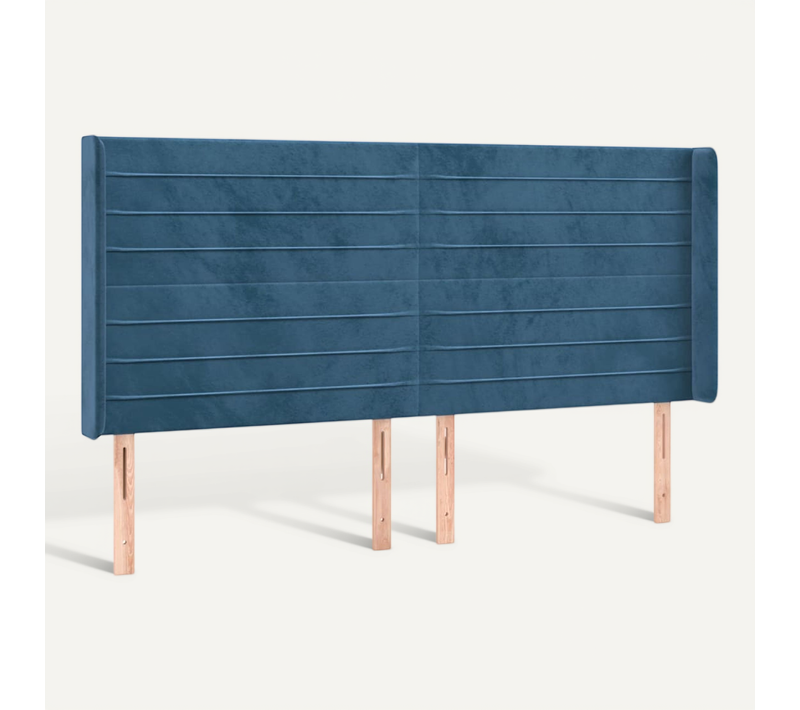 Tête De Lit Avec Oreilles Bleu Foncé 163x16x118/128 Cm Velours