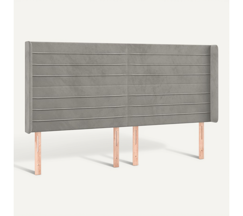 Tête De Lit Avec Oreilles Gris Clair 183x16x118/128 Cm Velours