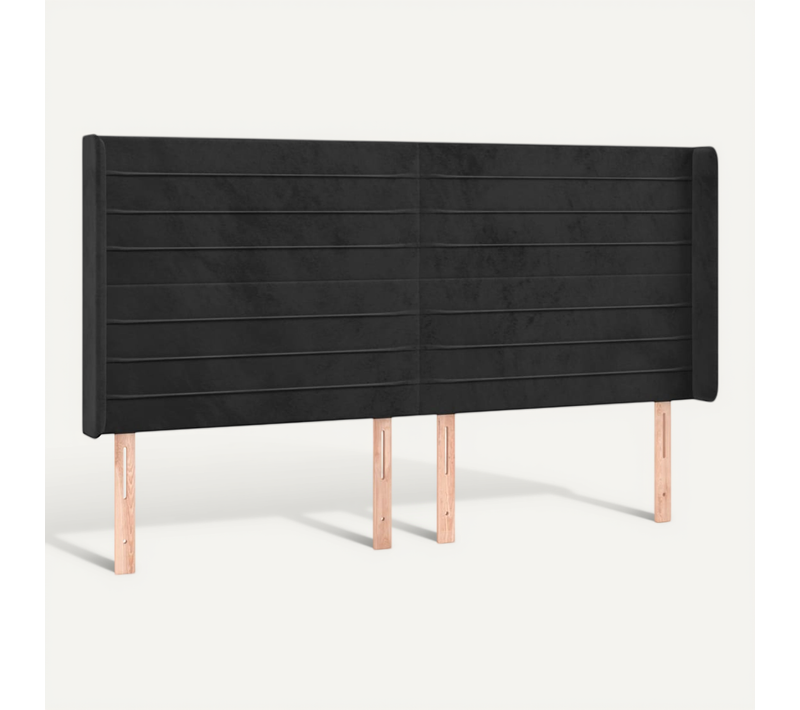 Tête De Lit Avec Oreilles Noir 183x16x118/128 Cm Velours