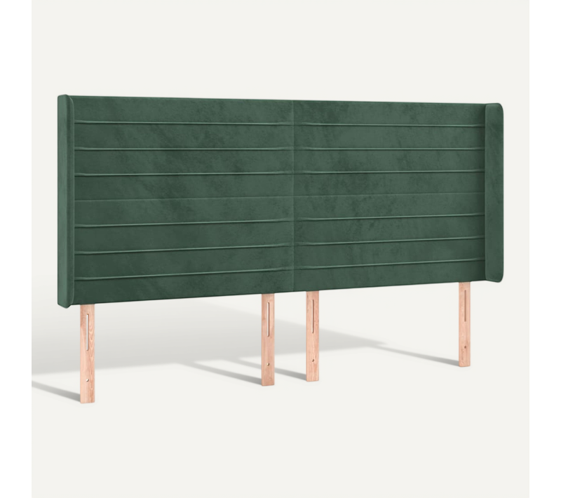 Tête De Lit Avec Oreilles Vert Foncé 183x16x118/128 Cm Velours