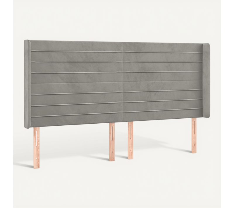 Tête De Lit Avec Oreilles Gris Clair 203x16x118/128 Cm Velours
