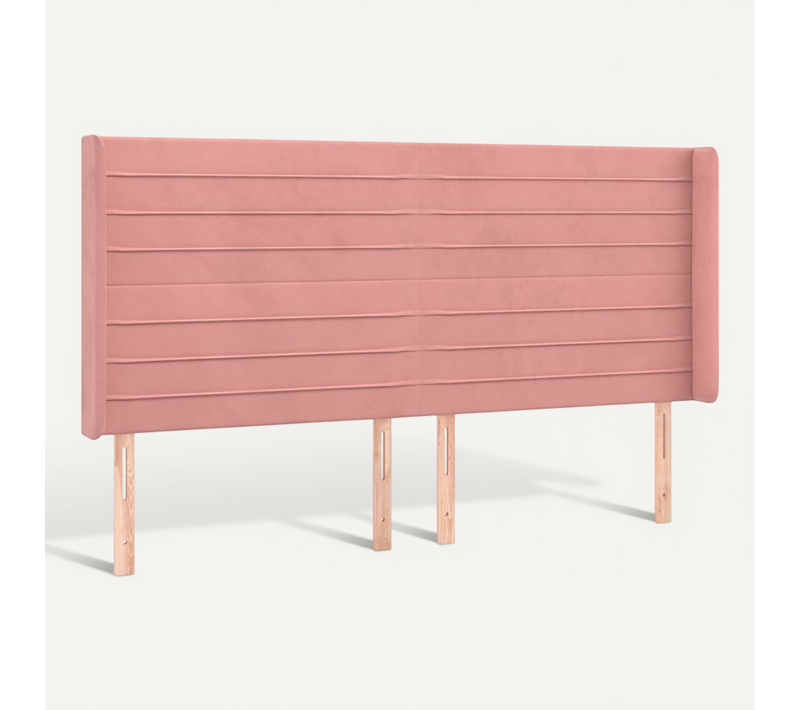Tête De Lit Avec Oreilles Rose 203x16x118/128 Cm Velours