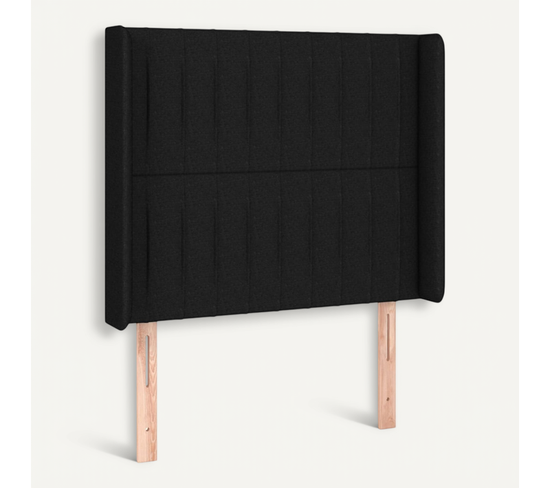 Tête De Lit Avec Oreilles Noir 83x16x118/128 Cm Tissu