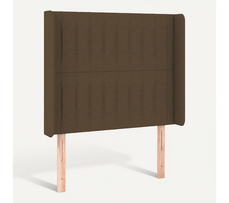 Tête De Lit Avec Oreilles Marron Foncé 103x16x118/128 Cm Tissu