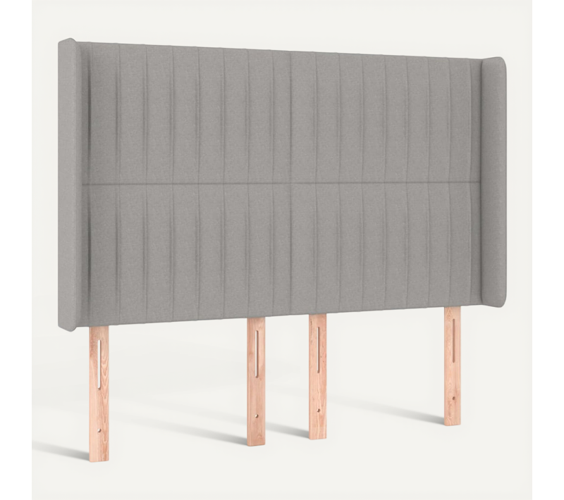 Tête De Lit Avec Oreilles Gris Clair 147x16x118/128 Cm Tissu