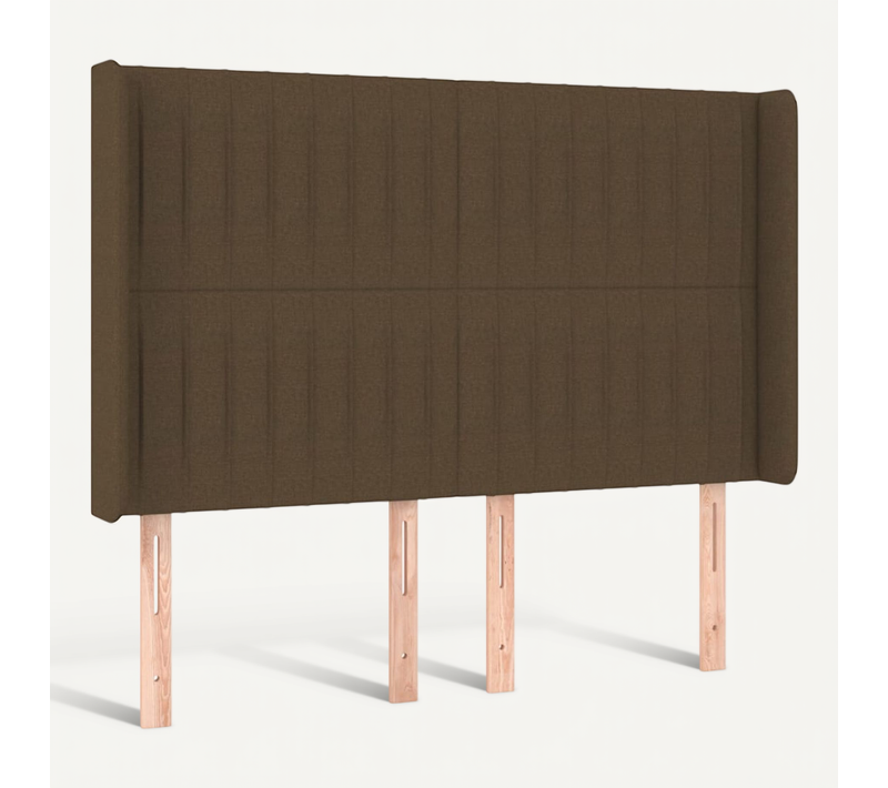 Tête De Lit Avec Oreilles Marron Foncé 147x16x118/128 Cm Tissu