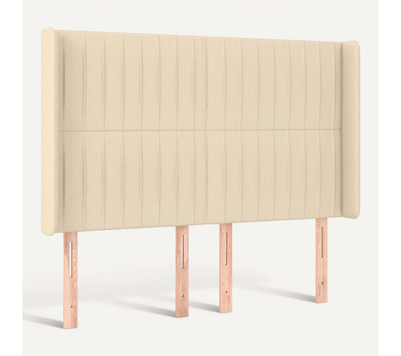 Tête De Lit Avec Oreilles Crème 147x16x118/128 Cm Tissu