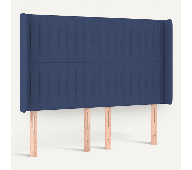 Tête De Lit Avec Oreilles Bleu 147x16x118/128 Cm Tissu