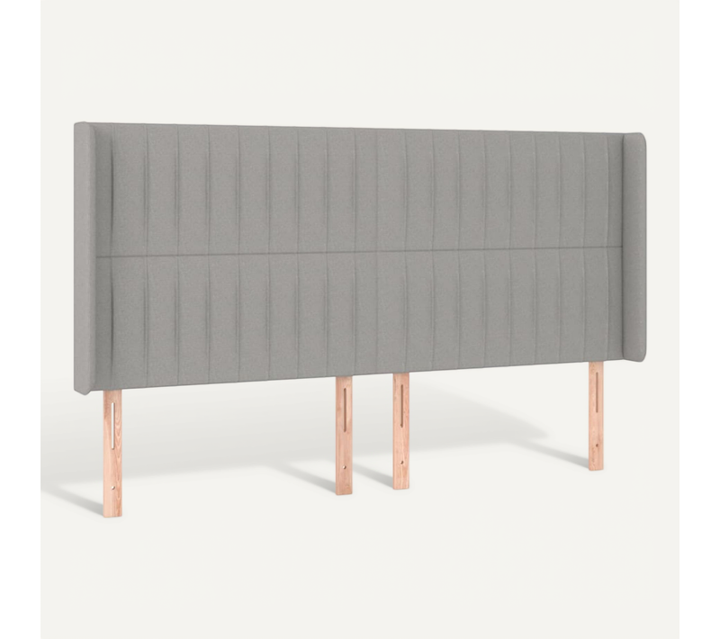 Tête De Lit Avec Oreilles Gris Clair 163x16x118/128 Cm Tissu