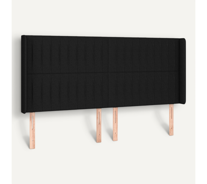 Tête De Lit Avec Oreilles Noir 163x16x118/128 Cm Tissu