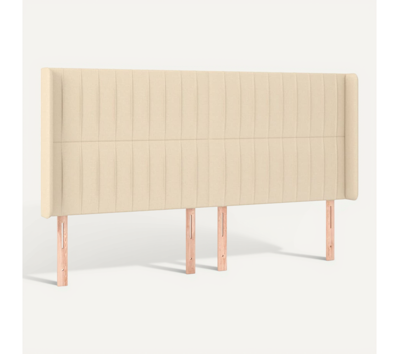 Tête De Lit Avec Oreilles Crème 163x16x118/128 Cm Tissu