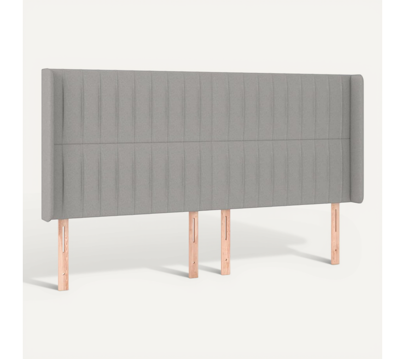 Tête De Lit Avec Oreilles Gris Clair 183x16x118/128 Cm Tissu