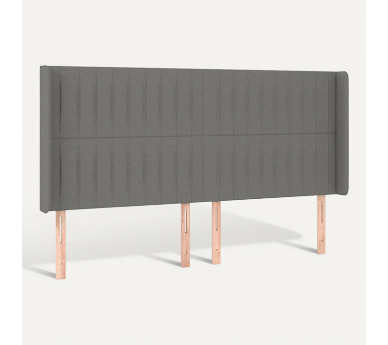 Tête De Lit Avec Oreilles Gris Foncé 183x16x118/128 Cm Tissu
