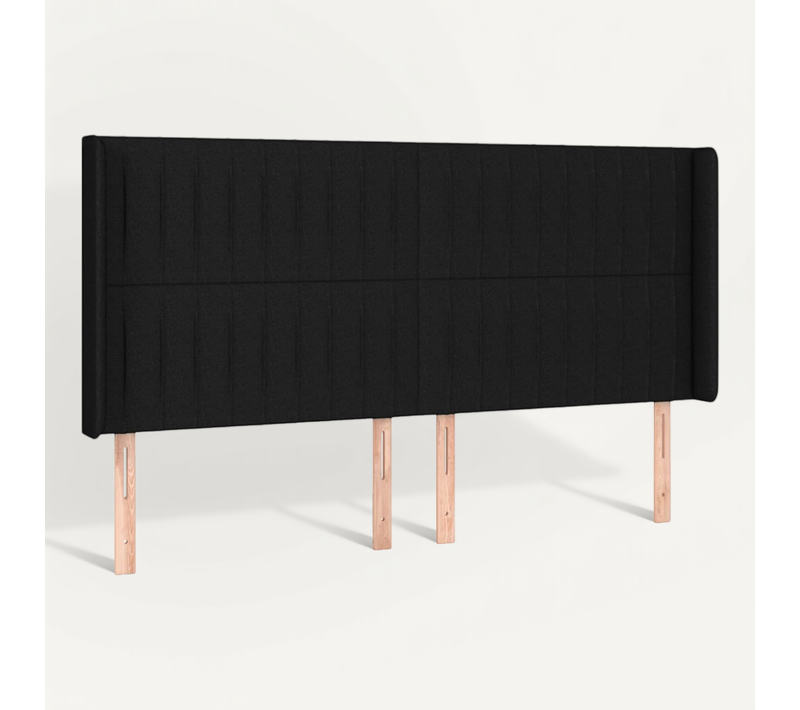 Tête De Lit Avec Oreilles Noir 183x16x118/128 Cm Tissu