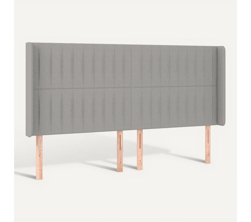Tête De Lit Avec Oreilles Gris Clair 203x16x118/128 Cm Tissu