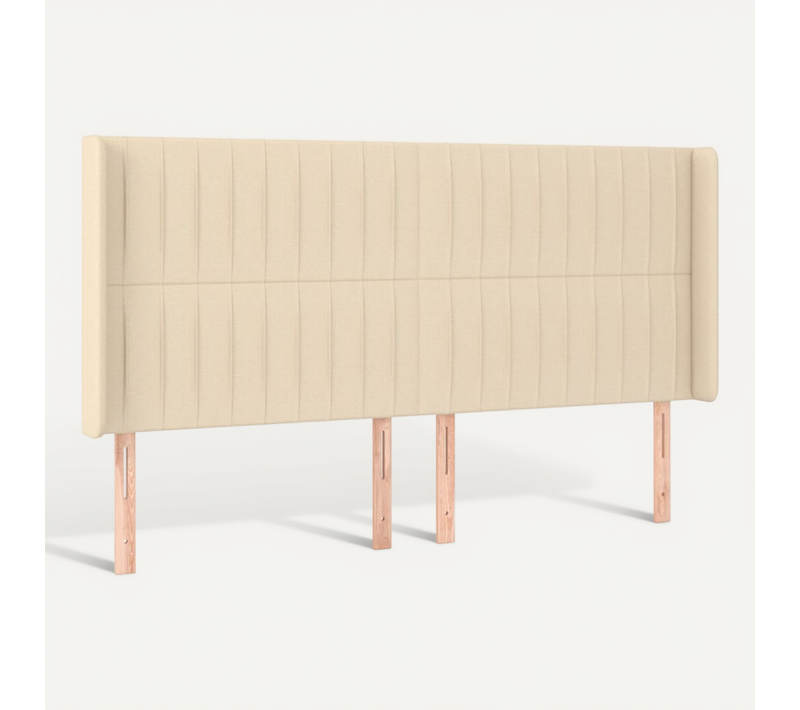 Tête De Lit Avec Oreilles Crème 203x16x118/128 Cm Tissu