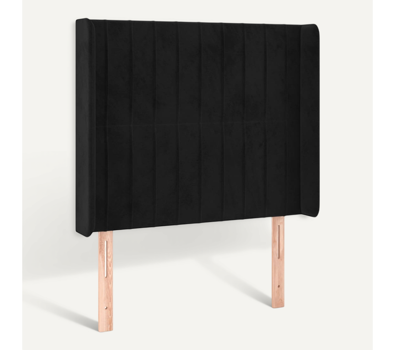 Tête De Lit Avec Oreilles Noir 83x16x118/128 Cm Velours