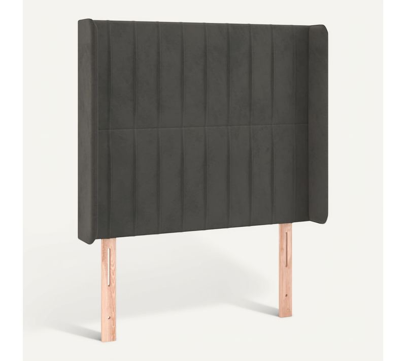 Tête De Lit Avec Oreilles Gris Foncé 93x16x118/128 Cm Velours